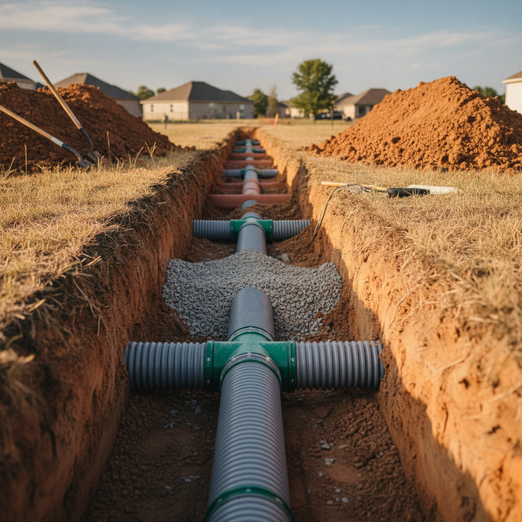 focused photo of Sewer Line Installation without humans
